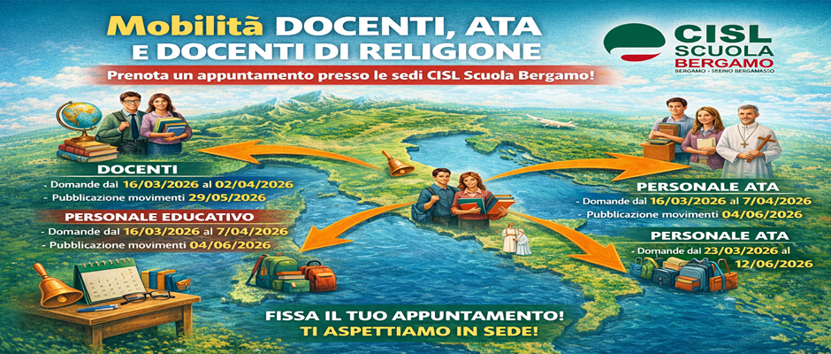 MOBILITÀ PERSONALE DOCENTE, EDUCATIVO E ATA PER L'A.S. 2026/27, PUBBLICATA L'ORDINANZA CON MODALITÀ E SCADENZE PER LE DOMANDE