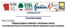 Comunicato Stampa su ordinanza regionale Comunicato Stampa su ordinanza regionale